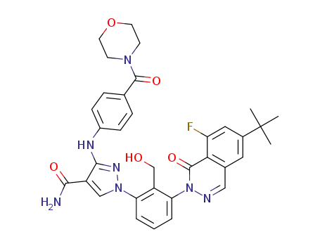 1-[3-(6-tert-butyl-8-fluoro-1-oxo-1H-phthalazin-2-yl)-2-hydroxymethyl-phenyl]-3-[4-(morpholine-4-carbonyl)-phenylamino]-1H-pyrazole-4-carboxylic acid amide