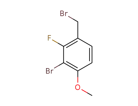 Molecular Structure of 1235848-53-9 (2-bromo-4-(bromomethyl)-3-fluoro-1-methoxybenzene)
