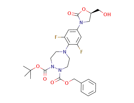 5(R)-(hydroxymethyl)-3-(3,5-difluoro-4-(1-(benzyloxycarbonyl)-2-(tert-butoxycarbonyl)[1,2,5]triazepan-5-yl)phenyl)oxazolidin-2-one
