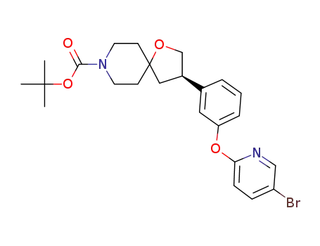 Molecular Structure of 1227471-90-0 (tert-butyl (3R)-3-{3-[(5-bromopyridin-2-yl)oxy]phenyl}-1-oxa-8-azaspiro[4.5]decane-8-carboxylate)