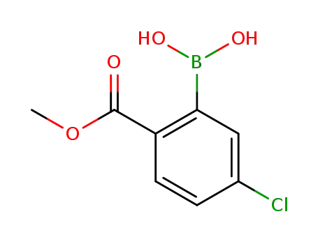 Molecular Structure of 957062-64-5 (5-Chloro-2-(methoxycarbonyl)phenylboronic acid)
