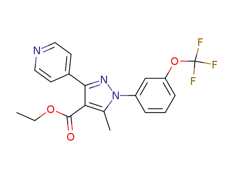 Molecular Structure of 1107659-34-6 (5-methyl-3-pyridin-4-yl-1-(3-trifluoromethoxy-phenyl)-1H-pyrazole-4-carboxylic acid ethyl ester)