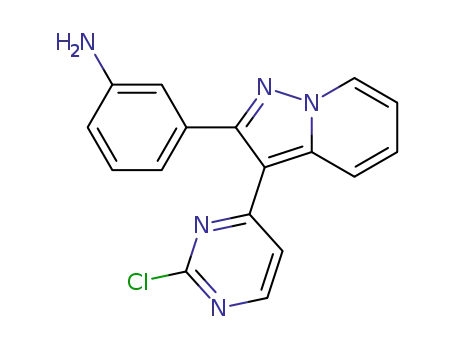 Molecular Structure of 895635-70-8 ({3-[3-(2-chloro-4-pyrimidinyl)pyrazolo[1,5-a]pyridin-2-yl]phenyl}amine)