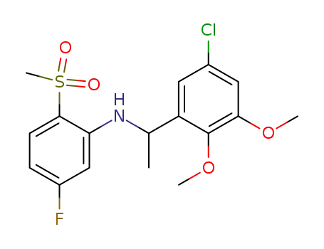 N-(1-(5-CHLORO-2,3-DIMETHOXYPHENYL)ETHYL)-5-FLUORO-2-(METHYLSULFONYL)BENZENAMINE