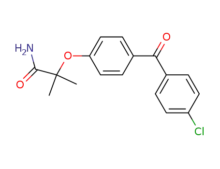 Molecular Structure of 54419-30-6 (2-(4-(4-chlorobenzoyl)phenoxy)-2-methylpropanamide)