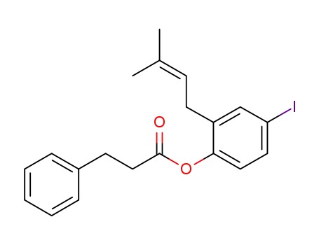 Molecular Structure of 1208233-13-9 (4-iodo-2-(3-methylbut-2-en-1-yl)phenyl-3-phenylpropanoate)