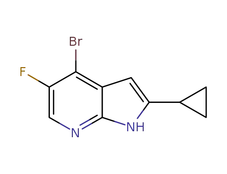Molecular Structure of 1187449-21-3 (1H-Pyrrolo[2,3-b]pyridine, 4-broMo-2-cyclopropyl-5-fluoro-)