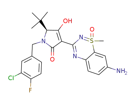 (S)-3-(7-amino-1-methyl-1-oxo-1λ<sup>6</sup>-benzo[1,2,4]thiadiazin-3-yl)-5-tert-butyl-1-(3-chloro-4-fluoro-benzyl)-4-hydroxy-1,5-dihydro-pyrrol-2-one