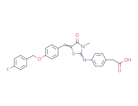 (4-(5-(1-(4-(4-fluorobenzyloxy)phenyl)methylidene)-3-methyl-4-oxothiazolidin-2-ylideneamino)phenyl)acetic acid