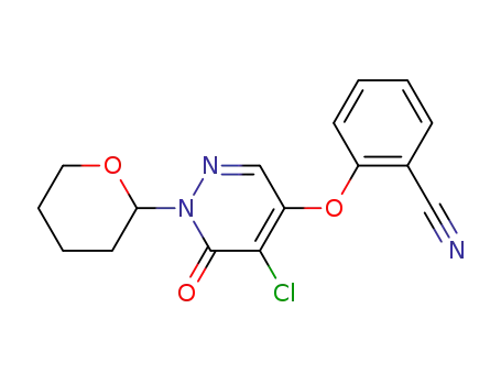 Molecular Structure of 1191454-37-1 (2-[5-chloro-6-oxo-1-(tetrahydro-pyran-2-yl)-1,6-dihydro-pyridazin-4-yloxy]-benzonitrile)