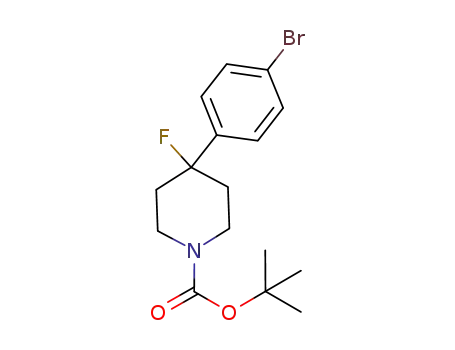 Molecular Structure of 1093064-85-7 (tert-butyl 4-fluoro-4-[4-(4,4,5,5-tetramethyl-1,3,2-dioxaborolan-2-yl)phenyl]piperidine-1-carboxylate)