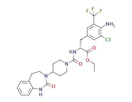 (R)-3-(4-amino-3-chloro-5-trifluoromethyl-phenyl)-2-{[4-(2-oxo-1,2,4,5-tetrahydro-1,3-benzodiazepin-3-yl)-piperidine-1-carbonyl]-amino}-propionic acid ethyl ester