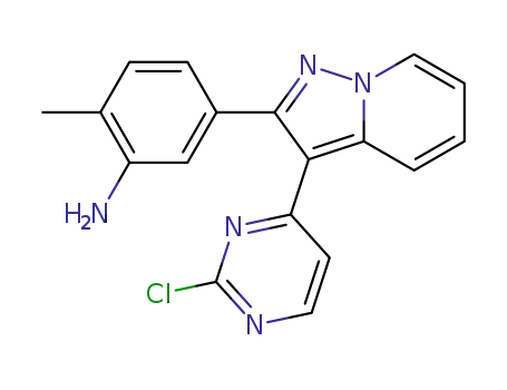 Molecular Structure of 941319-32-0 (5-[3-(2-chloro-4-pyrimidinyl)pyrazolo[1,5-a]pyridin-2-yl]-2-methylaniline)