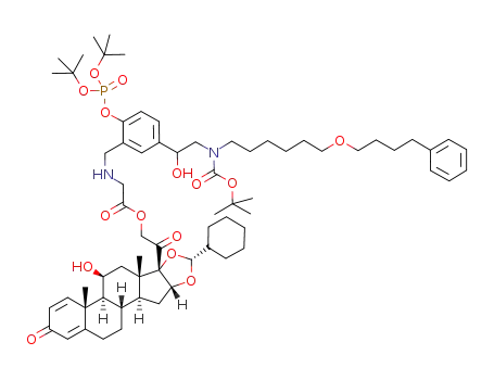 1-[[5-[1-hydroxy-2-[(t-butoxycarbonyl)[6-(4-phenylbutoxy)hexyl]amino]ethyl]-2-(di-tert-butylphosphoryloxy)benzyl]amino]acetic acid [[11β,16α]-[15,16-((R)-cyclohexylmethylene)bis(oxy)]-11-hydroxypregna-1,4-diene-3,20-dion-21-yl]ester