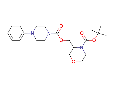 Molecular Structure of 1159598-89-6 (3-(4-phenyl-piperazine-1-carbonyloxymethyl)-morpholine-4-carboxylic acid tert-butyl ester)