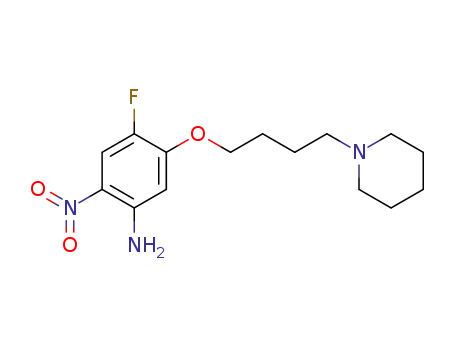 Molecular Structure of 1001380-42-2 (4-fluoro-2-nitro-5-(4-piperidin-1-ylbutoxy)-phenylamine)