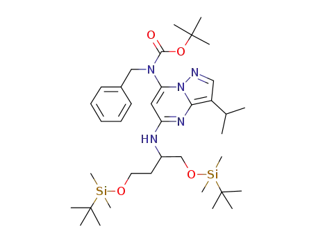 tert-butyl benzyl(3-isopropyl-5-(2,2,3,3,10,10,11,11-octamethyl-4,9-dioxa-3,10-disiladodecan-6-ylamino)pyrazolo[1,5-a]pyrimidin-7-yl)carbamate
