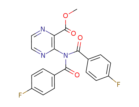 Molecular Structure of 1123784-16-6 (methyl 3-(4-fluoro-N-(4-fluorobenzoyl)benzamido)pyrazine-2-carboxylate)