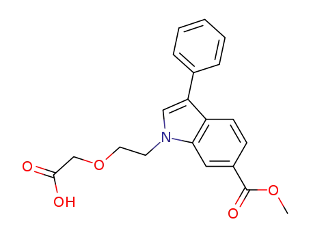 Molecular Structure of 1198592-03-8 ([(2-{6-[(methyloxy)carbonyl]-3-phenyl-1H-indol-1-yl}ethyl)oxy]acetic acid)