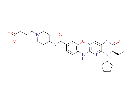 4-{4-[(4-{[(7R)-8-cyclopentyl-7-ethyl-5-methyl-6-oxo-5,6,7,8-tetrahydropteridin-2-yl]amino}-3-methoxybenzoyl)amino]piperidin-1-yl}butanoic acid