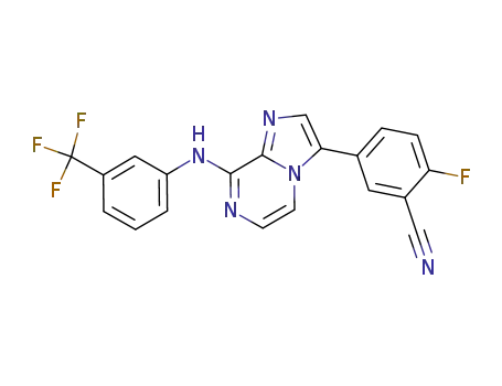 2-fluoro-5-(8-(3-(trifluoromethyl)phenylamino)imidazo[1,2-a]pyrazin-3-yl)benzonitrile