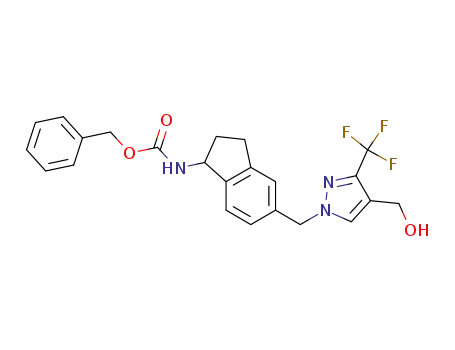 benzyl 5-((4-(hydroxymethyl)-3-(trifluoromethyl)-1H-pyrazol-1-yl)methyl)-2,3-dihydro-1H-inden-1-ylcarbamate