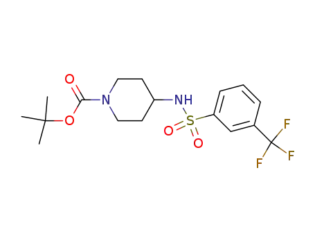 Molecular Structure of 884308-82-1 (4-(3-trifluoromethylbenzenesulfonylamino)piperidine-1-carboxylic acid tert-butyl ester)