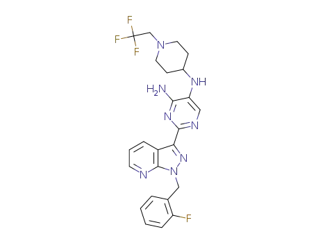 2-[1-(2-fluorobenzyl)-1H-pyrazolo[3,4-b]pyridin-3-yl]-N<sup>5</sup>-[1-(2,2,2-trifluoroethyl)piperidin-4-yl]pyrimidine-4,5-diamine