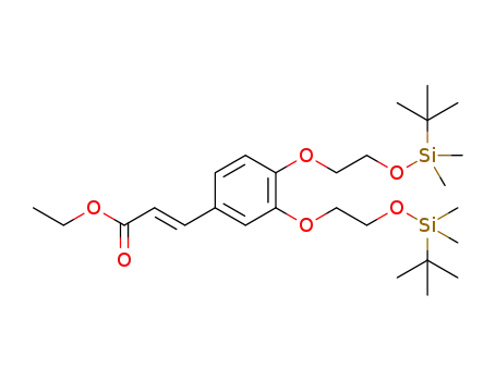 Molecular Structure of 1609031-14-2 (ethyl (E)-3-(3,4-Bis(2-((tert-butyldimethylsilyl)oxy)ethoxy)phenyl)acrylate)