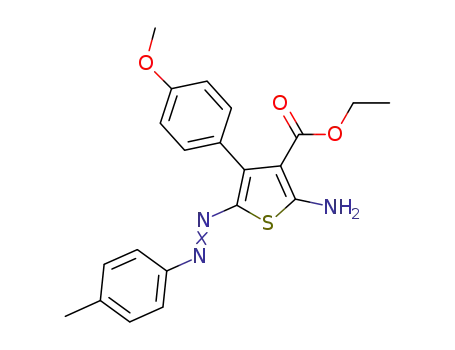 Molecular Structure of 1616635-97-2 (ethyl 2-amino-5-(4-methylphenyldiazenyl)-4-(4'-methoxyphenyl)thiophene-3-carboxylate)