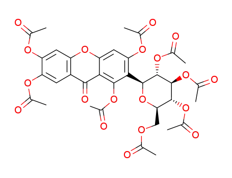 Molecular Structure of 4706-56-3 (1,3,6,7-tetra-O-acetyl-2-C-(2,3,4,6-tetra-O-acetyl-β-D-glucopyranosyl)xanthone)