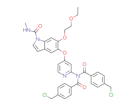 Molecular Structure of 1622205-80-4 (5-((2-(4-(chloromethyl)-N-(4-(chloromethyl)benzoyl)benzamide)pyridin-4-yl)oxy)-6-(2-ethoxyethoxy)-N-methyl-1H-indole-1-carboxamide)