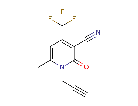 Molecular Structure of 1582270-75-4 (6-methyl-2-oxo-1-(prop-2-yn-1-yl)-4-(trifluoromethyl)-1,2-dihydropyridine-3-carbonitrile)