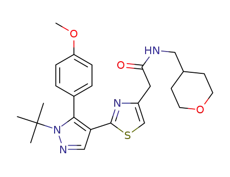 2-{2-[1-tert-butyl-5-(4-methoxyphenyl)-1H-pyrazol-4-yl]-1,3-thiazol-4-yl}-N-(tetrahydro-2H-pyran-4-ylmethyl)acetamide