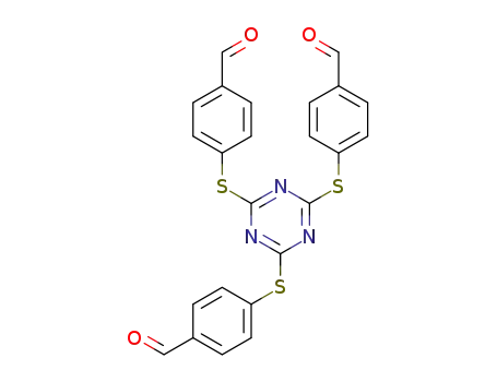 Molecular Structure of 1609653-63-5 (4,4',4''-((1,3,5-triazine-2,4,6-triyl)tris(sulfidediyl))tribenzaldehyde)