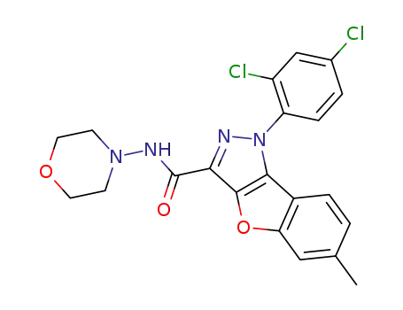 Molecular Structure of 1240996-83-1 (N-(morpholin-1-yl)-1-(2,4-dichlorophenyl)-6-methyl-1H-benzofuro[3,2-c]pyrazole-3-carbohydrazide)