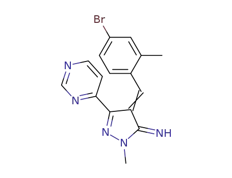 Molecular Structure of 1616360-22-5 (4-(4-bromo-2-methylbenzylidene)-1-methyl-3-(pyrimidin-4-yl)-1H-pyrazol-5(4H)-imine)