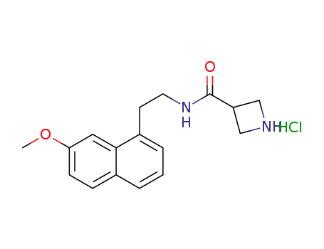 Molecular Structure of 1617524-08-9 (N-(2-(7-methoxynaphthalen-1-yl)ethyl)azetidine-3-carboxamide hydrochloride)