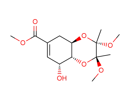 Molecular Structure of 245054-32-4 (methyl (3R,4S,5R)-3-hydroxy-4,5-<(2S,3S)-2,3-dimethoxybutan-2,3-dioxy>-cyclohex-1-en-1-carboxylate)