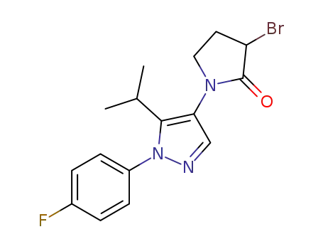Molecular Structure of 1613396-19-2 (3-bromo-1-[1-(4-fluorophenyl)-5-isopropylpyrazol-4-yl]pyrrolidin-2-one)
