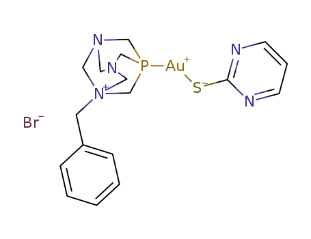 [Au(Spyrim)(1,3,5-triaza-7-phosphaadamantane-CH<sub>2</sub>Ph)]Br