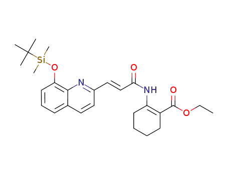 Molecular Structure of 1616119-47-1 ((E)-ethyl 2-(3-(8-((tert-butyldimethylsilyl)oxy)quinolin-2-yl)acrylamido)cyclohex-1-enecarboxylate)