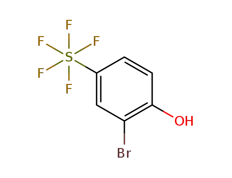 Molecular Structure of 1426290-12-1 (2-Bromo-4-(pentafluorosulphanyl)phenol, 2-Bromo-4-(pentafluorothio)phenol)