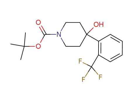 Molecular Structure of 871112-34-4 (1-BOC-4-[2-(TRIFLUOROMETHYL)PHENYL]-4-HYDROXYPIPERIDINE)