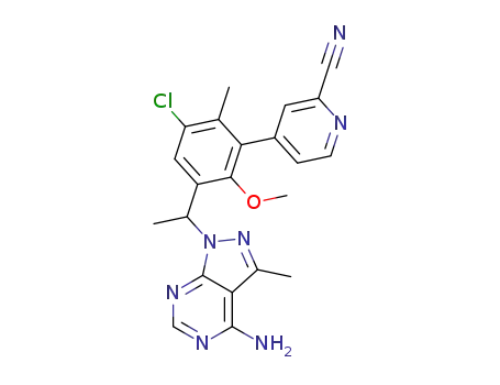4-{3-[1-(4-amino-3-methyl-1H-pyrazolo[3,4-d]pyrimidin-1-yl)ethyl]-5-chloro-2-methoxy-6-methylphenyl}pyridine-2-carbonitrile