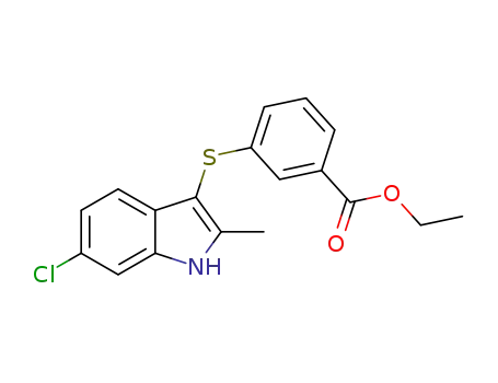 Molecular Structure of 1359980-65-6 (ethyl 3-((6-chloro-2-methyl-1H-indol-3-yl)thio)benzoate)