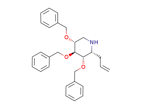 Molecular Structure of 1354483-32-1 ((1R)-1-C-allyl-2,3,4-tri-O-benzyl-1,5-dideoxy-1,5-imino-D-xylitol)