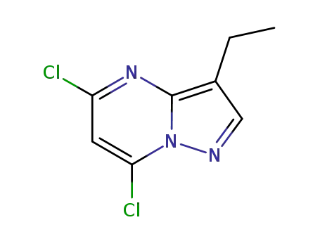Molecular Structure of 779353-64-9 (Pyrazolo[1,5-a]pyrimidine, 5,7-dichloro-3-ethyl- (9CI))