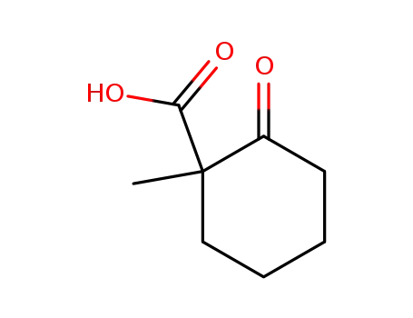 Molecular Structure of 152212-62-9 (Cyclohexanecarboxylic acid, 1-methyl-2-oxo-, (-)- (9CI))