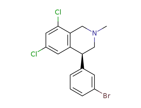 Molecular Structure of 1870821-29-6 ((4S)-4-(3-bromophenyl)-6,8-dichloro-2-methyl-1,2,3,4-tetrahydroisoquinoline)